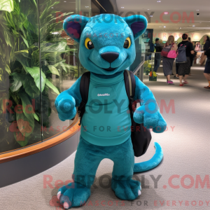 Teal Jaguarundi mascot...