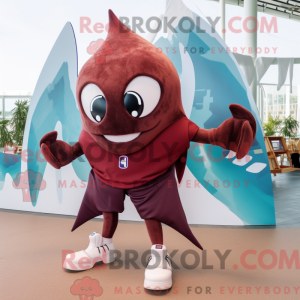 Maroon Manta Ray mascot...