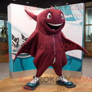 Maroon Manta Ray mascot...