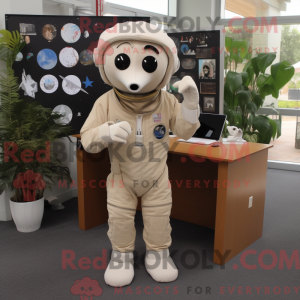 Beige Astronaut maskot...