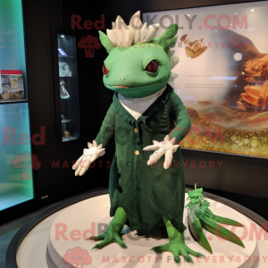 Grøn Axolotls maskot...