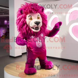 Magenta Lion mascot costume...
