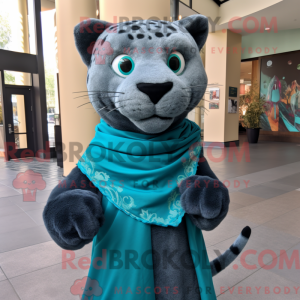 Teal Panther mascot costume...