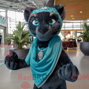 Teal Panther mascot costume...