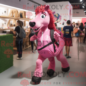 Pink Horse maskot kostume...