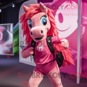 Rosa hestemaskotdraktfigur...