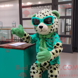 Grøn Leopard maskot kostume...