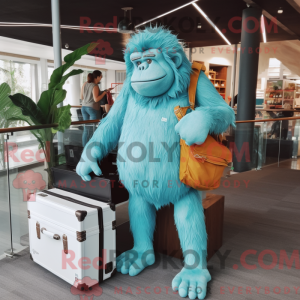 Cyan orangutang maskot...