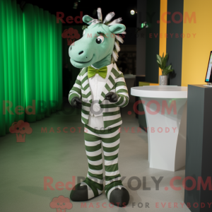 Green Zebra mascot costume...