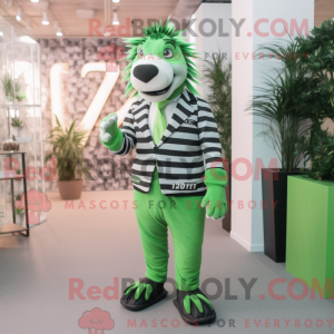 Green Zebra mascot costume...