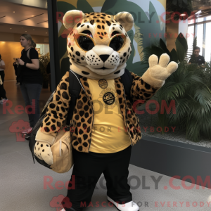Guld Leopard maskot kostume...