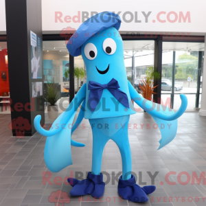 Blue Squid maskot kostume...