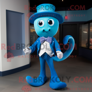 Blue Squid mascot costume...