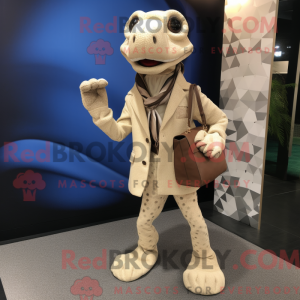 Beige Python maskot kostume...