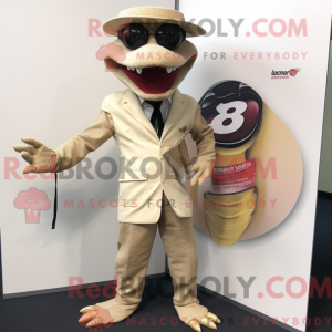 Beige Python maskot kostume...