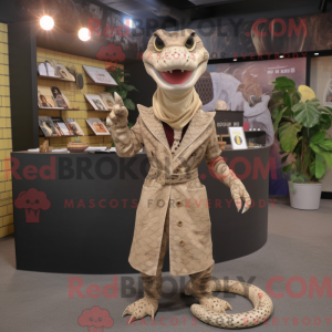 Beige Python maskot kostume...