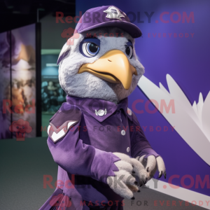 Purple Hawk mascot costume...