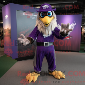 Purple Hawk mascot costume...