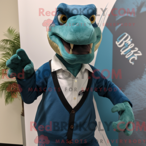 Teal Utahraptor mascot...