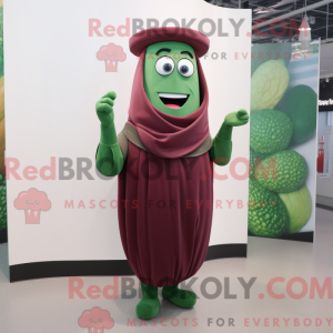 Maroon Green Bean mascot...