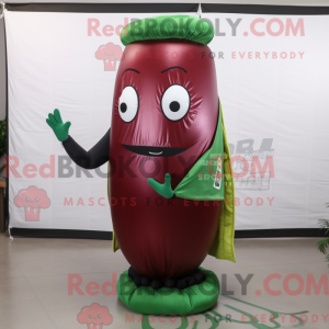 Maroon Green Bean mascot...