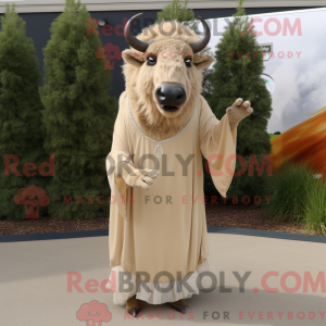 Beige Bison mascot costume...