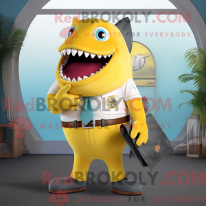 Yellow Megalodon mascot...