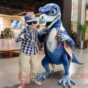 Blå Velociraptor maskot...