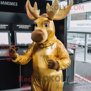 Gold Moose mascot costume...