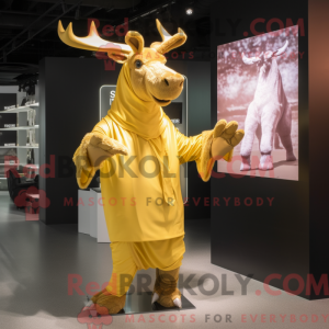 Gold Moose mascot costume...