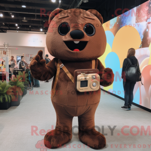 Brown Camera mascot costume...
