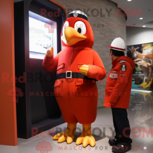 Rød Penguin maskot kostume...