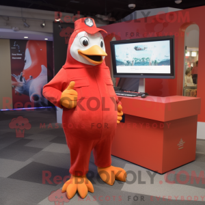 Rød Penguin maskot kostume...