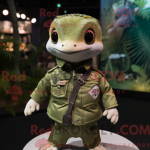 Olive Geckos mascot costume...