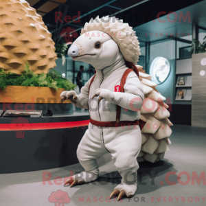 Mascotte de pangolin blanc...