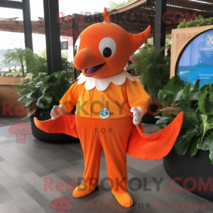 Orange Manta Ray mascot...