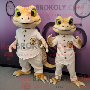 Cream Geckos mascot costume...
