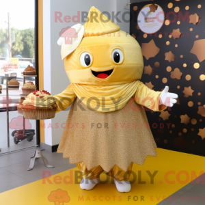 Gold Cupcake mascot costume...