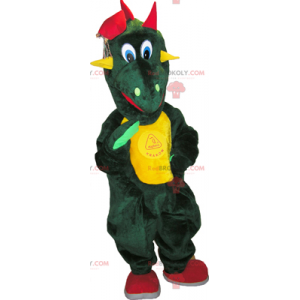 Zelený dinosaur maskot se žlutým břichem - Redbrokoly.com