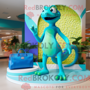 Cyan Lizard mascot costume...