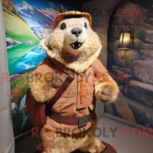 Tan Marmot mascot costume...