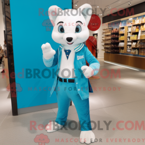 Cyan Ermine mascot costume...