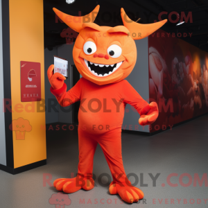 Orange Devil maskot kostume...