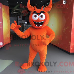 Orange Devil mascot costume...