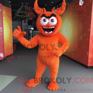 Orange Devil maskot kostume...