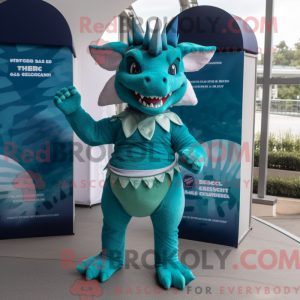 Teal Triceratops mascot...