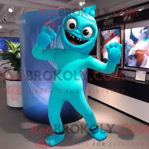 Cyan Contortionist mascot...