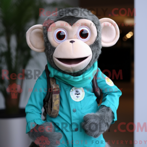 Teal Monkey mascot costume...