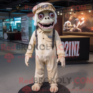 Beige Zombie maskot kostume...