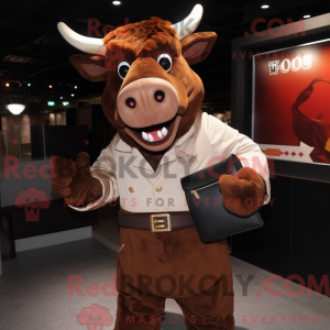 Brown Bull mascot costume...